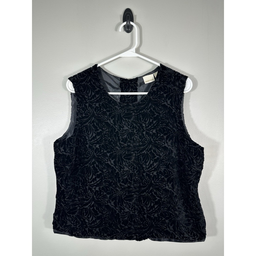 VTG Merona Silk Rayon Velvet Burnout Tank Whimsigoth Fairy Y2K Floral Large